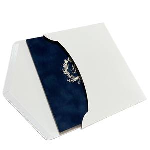 ซองใส่การ์ดเชิญงาน<span class=keywords><strong>แต่ง</strong></span><span class=keywords><strong>งาน</strong></span>สไตล์ยุโรปกำมะหยี่สีเทาอมฟ้าแบบกำหนดเอง พร้อมบรอนซ์พิมพ์โลโก้ ตัวเลือกสำหรับการ์ดอวยพร - Product Image 5