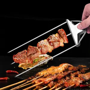 Spiedino per Barbecue all'aperto in acciaio inossidabile per uso domestico spiedino per arrostire Kebab a 3 rami