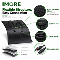 Panneau photovoltaïque flexible 120W monocristallin léger avec câble MC4 pour camping-car, bateau, toit, balcon et utilisation mobile de PV