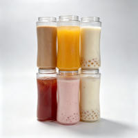 Pot à boisson en plastique PET transparent JMT C15 520ML avec logo personnalisé pour jus, lait, thé, café, emballage avec couvercle facile à ouvrir
