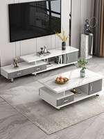 Ensemble de meuble TV télescopique en verre haut de gamme et table basse, nouveau modèle 2026 pour petits salons, mobilier de salon
