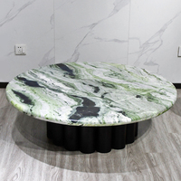 KUMUSI FURNITURE Table basse italienne en marbre naturel table basse design ronde montagnes vertes eau verte table basse de luxe en bois massif en pierre