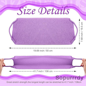 Custom Logo <b>Back</b> <b>Scrubber</b> Exfoliator Corporal Extended Washers Skin <b>Scrubbers</b> Stretchable Pull Strap Exfoliating Bath Washcloth - Product Image 2
