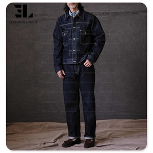 LARSUR Veste en jean personnalisée d'usine Veste en jean lourde à lisière brute Button Fly Veste en jean de récupération à boucle de style japonais <span class=keywords><strong>Paris</strong></span> - Product Image 6