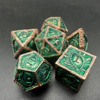 Jeu de dés personnalisé en métal du MDN-7 dés RPG polyédriques en œil de dragon pour jeux de table, logo OEM