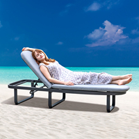 Chaise longue d'extérieur avec coussin Chaises longues en aluminium Chaise longue de piscine pour patio/piscine/plage