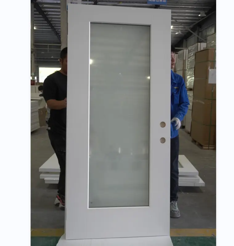 A porta de entrada vitrificada nivelada home residencial da fibra do uso com as polegadas 36X80 da inserção 36X80 do vidro do Low-e