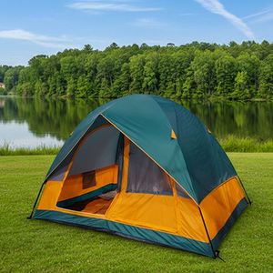 Carpa de Camping para 3-6 Personas, Dos Habitaciones, Cuatro Estaciones, Directo de Fábrica, OEM/ODM, Impermeable 3000 mm, Doble Capa, Oxford Poliéster Diagonal - Product Image 1