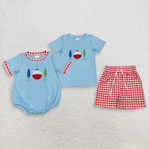 Ensemble de vêtements pour bébés garçons Longlv en gros – Combinaison décontractée en coton/élasthanne avec imprimé oiseau marron et short bulle – Tenues d'été pour tout-petits - Product Image 6