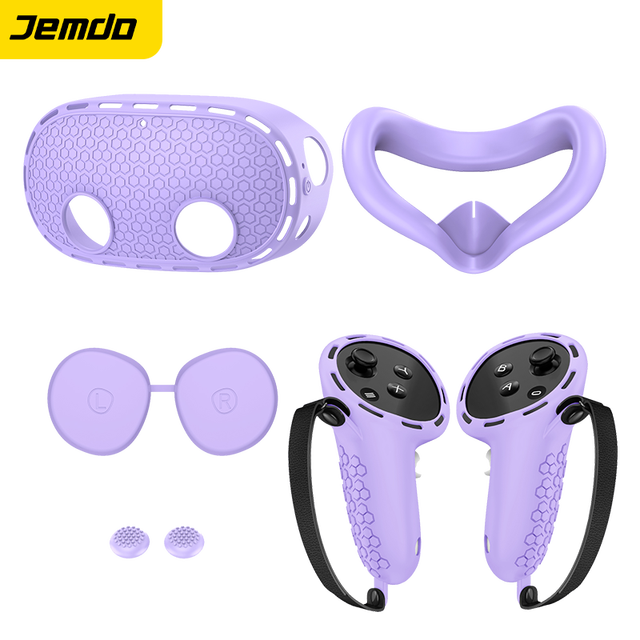 Jemdo Protective Case Set for for 3S VR Face Pad Silicone Cover Lens Protector 7-Piece Suite Game Console Accessory Embossed