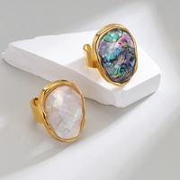 Cincin Terbuka Wanita Baja Tahan Karat Modis, Perhiasan Baja Titanium Emas 18k Mewah Ringan dan Serbaguna