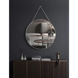 도매 라운드 골드 닦았 알루미늄 합금 대형 금속 프레임 원형 마운트 욕실 Lving 룸 장식 매달려 벽 거울