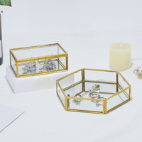 HOT Schmuck Parfüm Home Decor Metall Sechseck Gold Glas Spiegel Tablett für Eitelkeit, Badezimmer, Schmink tisch