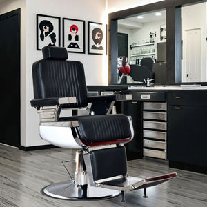 Winplus Salon de coiffure professionnel moderne inclinable antique classique vintage noir robuste Belmont Barber Shop Chaise de barbier pour hommes - Product Image 1