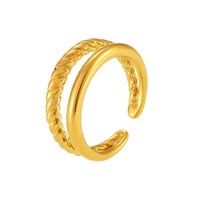 Bijoux de mode minimalistes en acier inoxydable plaqué or 18 carats, bague tressée à double couche pour femmes, vente en gros
