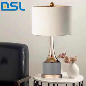 โคมไฟตั้งโต๊ะแบบหรี่แสงได้ รุ่นโมเดิร์น ขั้ว E26 สำหรับบ้าน โรงแรม ห้องนอน ห้องอ่านหนังสือ พร้อมโคมไฟผ้าลายเหล็กศิลป์ ดีไซน์เรียบง่าย ใช้ไฟ AC - Product Image 6