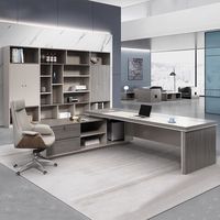 Bureau en forme de L moderne, mobilier de travail pour PDG, cadre exécutif, gestionnaire informatique, bureaux de luxe pour la pièce, table de conception moderne et ensemble de chaises