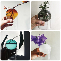 Vase en verre hydroponique de luxe léger pour la maison, petit vase transparent pour fleurs séchées, ornements