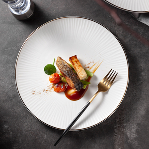 Juego <span class=keywords><strong>de</strong></span> Vajilla <span class=keywords><strong>de</strong></span> Porcelana Blanca <span class=keywords><strong>de</strong></span> Estilo Occidental con Borde Dorado en Relieve para Restaurante <span class=keywords><strong>de</strong></span> <span class=keywords><strong>Hotel</strong></span> <span class=keywords><strong>de</strong></span> Alta Gama - Product Image 4