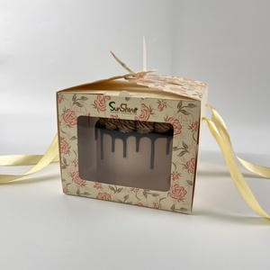 Sunshine Customized Small Clear Bento <b>Cake</b> <b>Slice</b> and Cupcake Paper Boxes Cardboard Bakery Packaging Cup <b>Cake</b> Box - Product Image 6