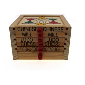 Bán Chạy Bộ Cờ Vua Mini Du Lịch Bằng Gỗ 5 Trong 1 Hộp Trò Chơi Cờ Bàn Tic Tac Toe Bộ Cờ Đam Trung Quốc - Product Image 1