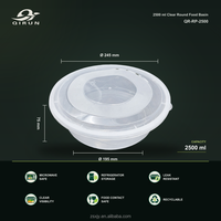 Conteneur alimentaire en PP de qualité alimentaire de grande capacité 2500 ml, recyclable, avec couvercle pour la restauration - Stockage alimentaire, compatible micro-ondes, anti-fuite, sans BPA