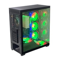 Boîtiers d'ordinateur Full Tower Pcooling en promotion avec fenêtre transparente, noirs, châssis ATX irrégulier, en verre trempé