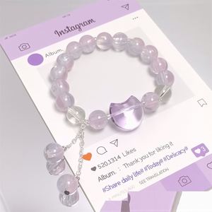 Trendy Colorful Sweet Fantasy Popcorn Cracked <b>Beads</b> <b>Bracelet</b> for Women GirlsColored Opal Crystal Cat Charm Pendant Hand <b>Bracelet</b> - Product Image 2