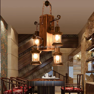 Lámpara de araña Retro Vintage con cadena, accesorio de luz colgante de madera para barco, Bar, restaurante, WD0014, precio de fábrica de China - Product Image 3