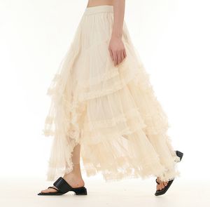 Jupes longues d'été à la mode pour femmes taille haute Super A-line Ruffle Mesh Calf-Length Casual <span class=keywords><strong>Tutu</strong></span> - Product Image 4