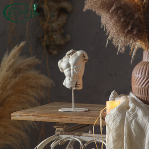French Retro Distressed Half Body Male Torso Figurine Synthetic Resins <b>Tabletop</b> Decor For Home Desktop Guesthouse Hotel - Product Image 4