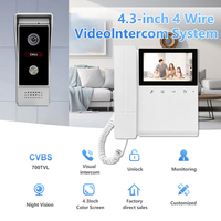 Sonnette vidéo filaire avec interphone, système d'accès RFID, déverrouillage de porte, caméra avec 3 moniteurs pour plusieurs appartements