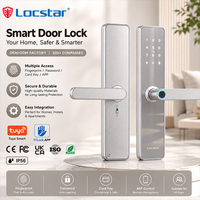 Serrure de porte intelligente Locstar avec clavier à empreintes digitales, application TTlock Tuya WiFi pour porte en aluminium, stockage sur carte mémoire