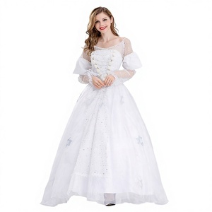 Vestido de Noche Noble y Elegante con Mangas Abullonadas, Diseño de Bordado de Estrellas, Vestido de Princesa para Fiesta, Disfraz de <span class=keywords><strong>Reina</strong></span> <span class=keywords><strong>Blanca</strong></span> para Halloween - Product Image 1