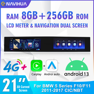 Navihua çift interaktif ekran Android dokunmatik Carplay GPS navigasyon radyo <span class=keywords><strong>Bluetooth</strong></span> BMW 5 serisi F10 nnbt 2011-2017 DSP - Product Image 2