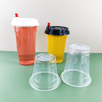 Wegwerp transparante plastic bekers voor Boba-thee, ijskoffie en fruitsap van Chinese fabrieken, met enkelwandige uitvoering en aangepast logo.