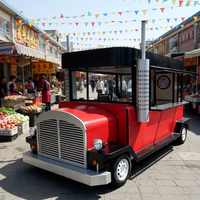 Remorque alimentaire multifonctionnelle rétro, chariot BBQ en aluminium, camion de restauration rapide mobile en acier inoxydable pour hot-dogs, glaces, snacks et frites
