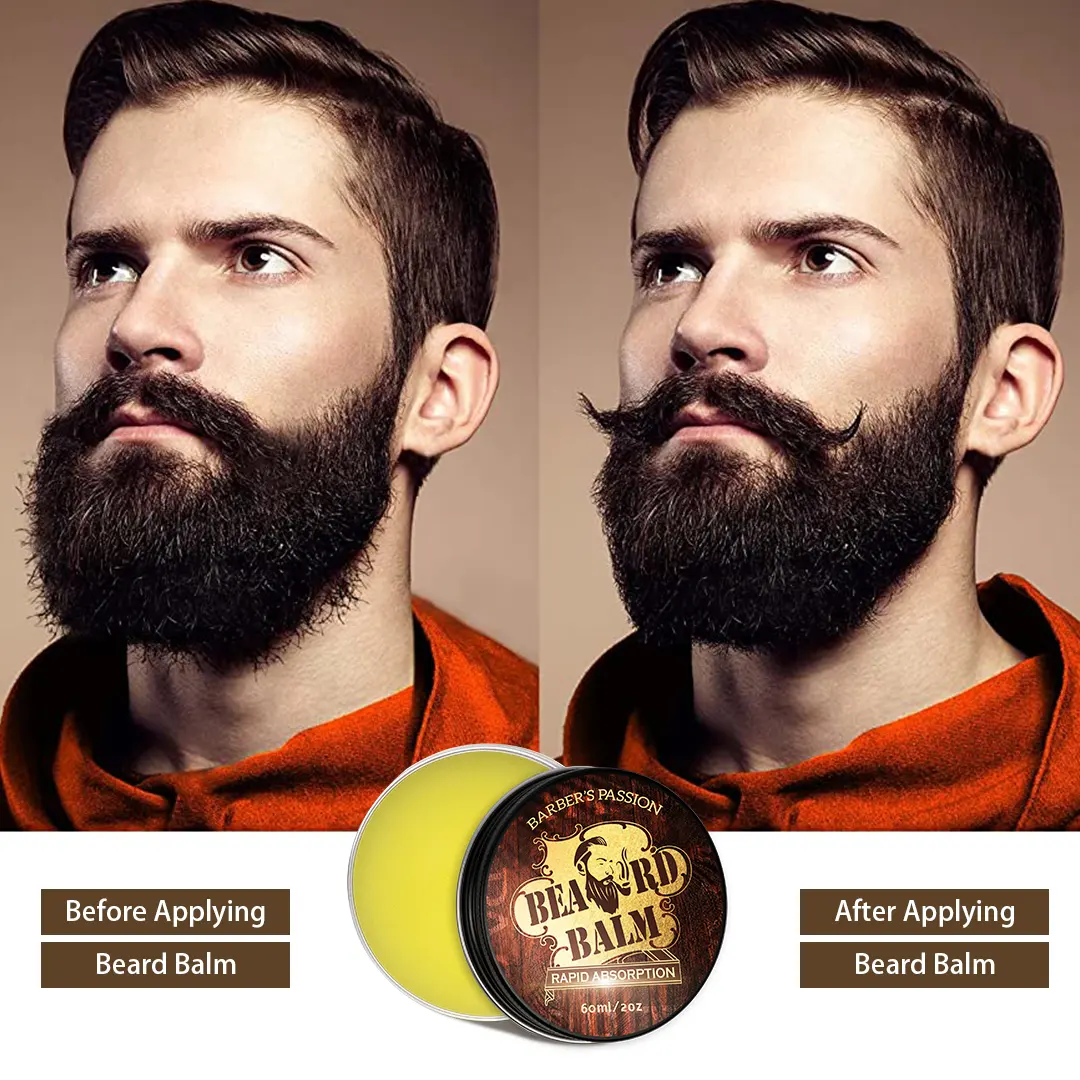 Conjunto de Bálsamo para barba e crescimento de marca própria personalizado, conjunto de cremes para reforçar e endurecer a barba