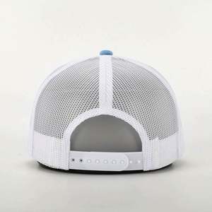 Gorra Trucker Personalizada OEM de Alta Calidad, 5 Paneles, para Hombre y Mujer, con Logotipo Bordado en 3D, Malla de Terciopelo Azul Cielo, Cierre a Presión - Product Image 5