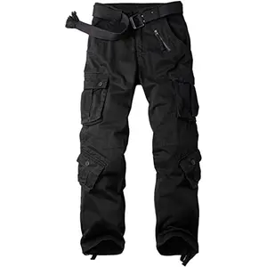 New Design Fashionable Black Mid-weight Men's Pants With Button Closure And multi pocket cargo pants for men