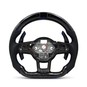 Volant personnalisé en fibre de carbone forgée bleue avec LED pour VW Volkswagen <span class=keywords><strong>Golf</strong></span> 5 6 7 R MK5 MK6 MK7 Polo Gti 6R Passat B7 B8 Tiguan - Product Image 1