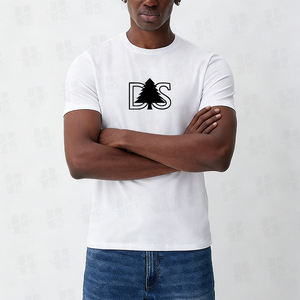 T-shirts Homme Col Rond Coupe Slim en Tissu Doux 200 GSM 95% Coton 5% Spandex, Impression Personnalisée, Vente en Gros OEM, Haute Qualité 2026 - Product Image 2