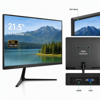 Moniteur d'ordinateur FHD 21,5 pouces, dalle VA 1920x1080, écran PC, entrée VGA, compatible VESA pour bureau et domicile, OEM, faible MOQ 2 pièces
