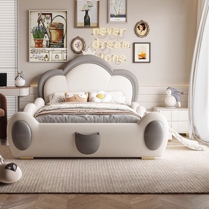 Modern prinsessenbed voor kinderen, populair roze kinderbedset, kinderkamermeubilair, zacht en veilig kinderbed met spijlen - Product Image 5