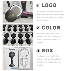 Ventilador de espejo de maquillaje portátil recargable con luz natural Mini ventiladores de mano para bebé Soplador de aire para pestañas para extensión de pestañas - Product Image 4