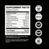Gommes à la créatine 5000 mg par portion, enrichies en taurine et en Alpha GPC, pour le soutien musculaire et cognitif, saveur fruitée naturelle, 120 unités
