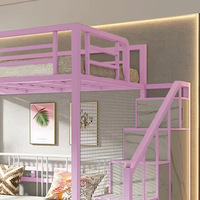 Lit mezzanine moderne en métal, gain de place, multifonctionnel, avec espace inférieur, en acier tubulaire robuste de 1,2 mm, pour adultes, usage agricole et hôtelier