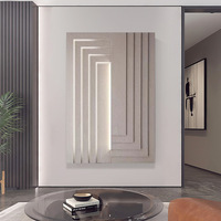 Décoration murale JZ Home Decor, grande œuvre d'art abstraite en bois avec éclairage LED, sculpture en bois 3D, peinture en relief
