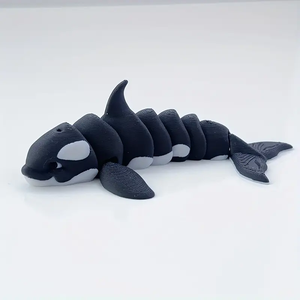 Modèles de baleines mignonnes en noir et blanc imprimés en 3D, statues d'animaux en plastique avec articulations mobiles, décorations de bureau créatives - Product Image 3