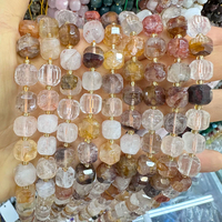 Perles en vrac carrées à facettes de 8 mm en pierre naturelle (Améthyste, Pierre de soleil, Cristal de sucre) pour la fabrication de bijoux et bracelets - Vente en gros DIY
